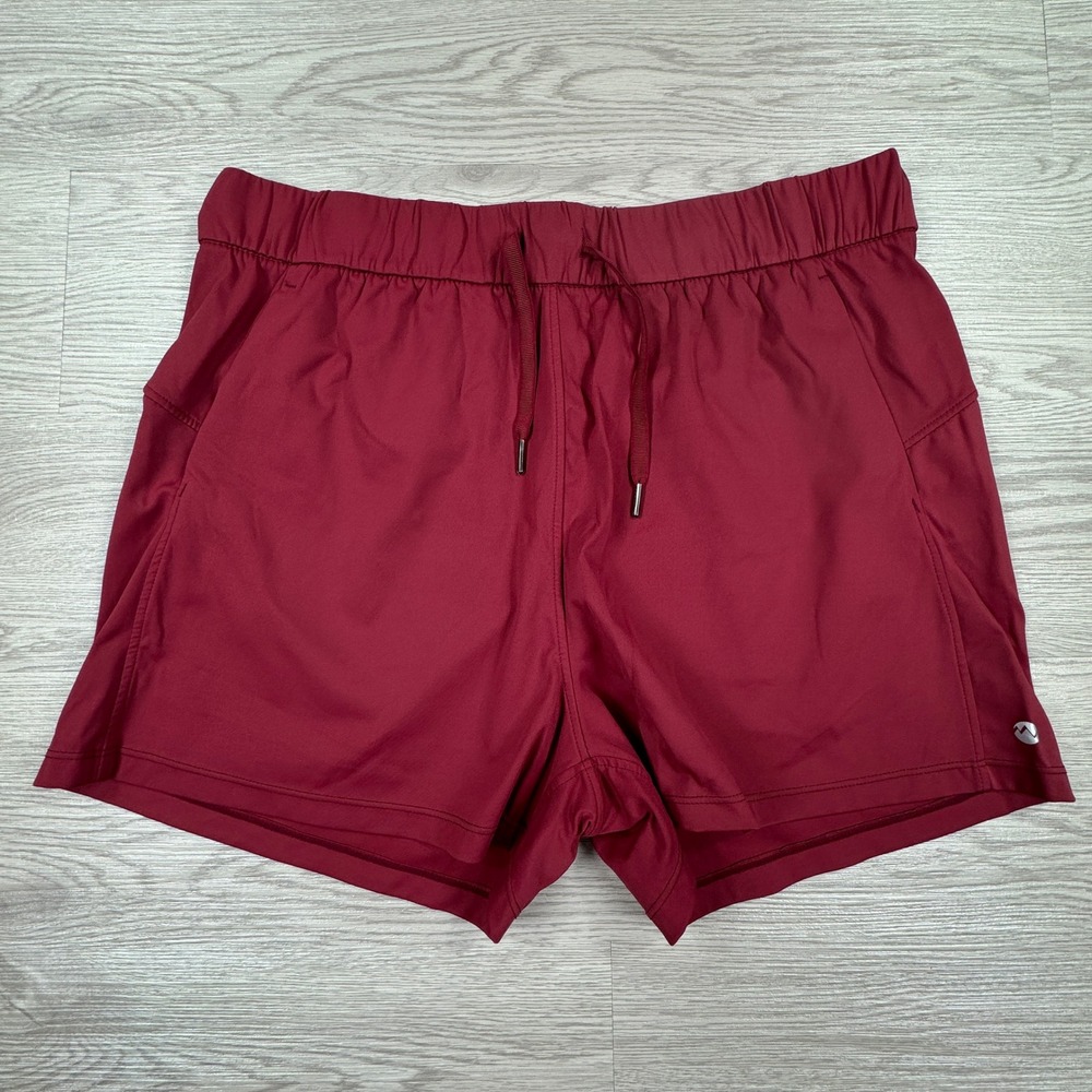 Willit Women's Athletic Shorts Bundle(2) Red Purple XL Nylon Spandex‎ Drawstring